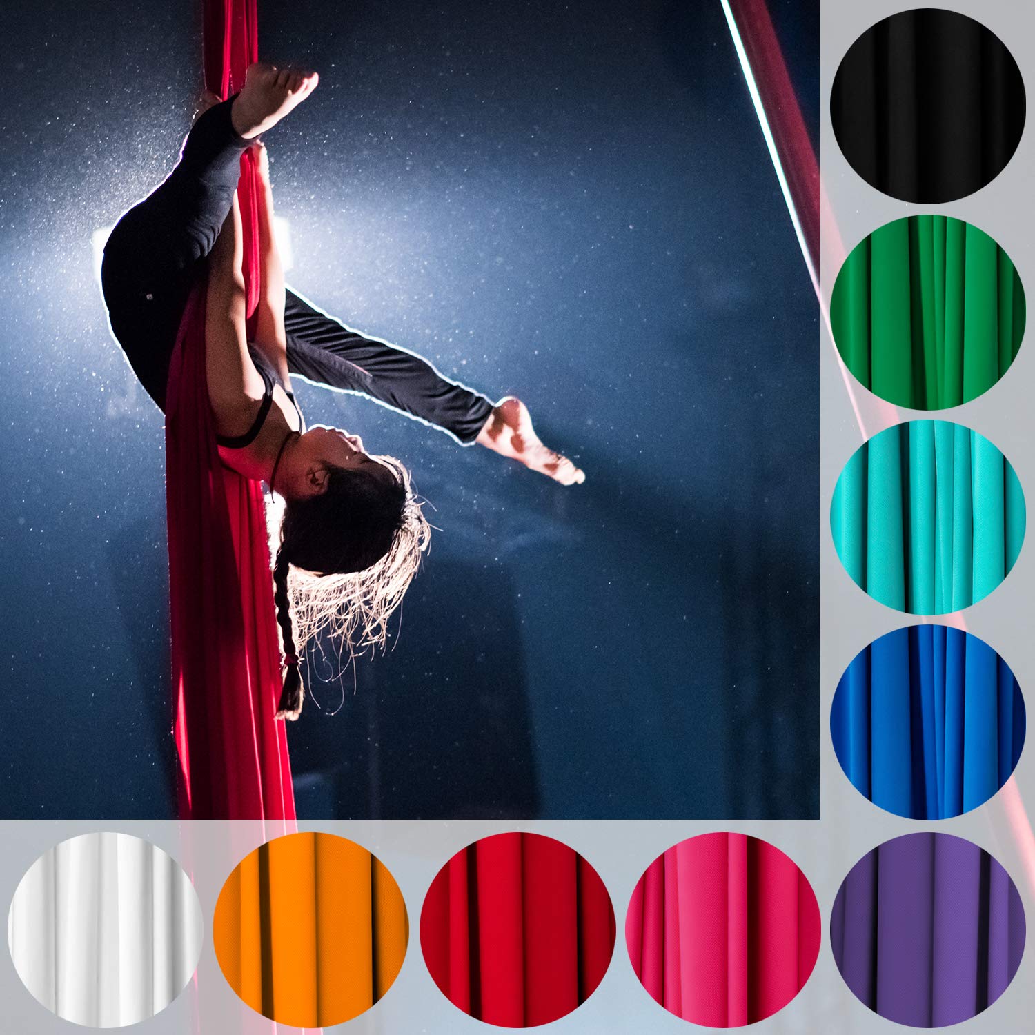 Play Juggling - Tejido aéreo para Acrobacias y disciplinas aéreas Tejido aéreo Profesional para Acrobacias aéreas 100% poliéster Certificado