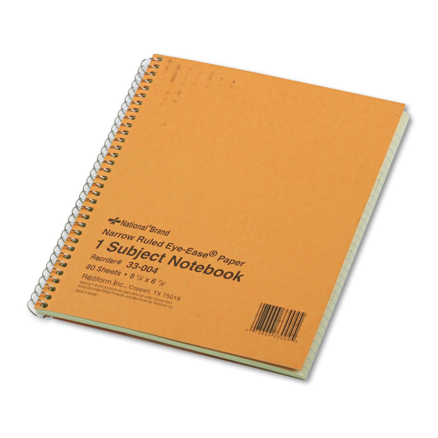RED33004 - Wirebound 1-Subject Green Tint Notebook w/Narrow Rule by National