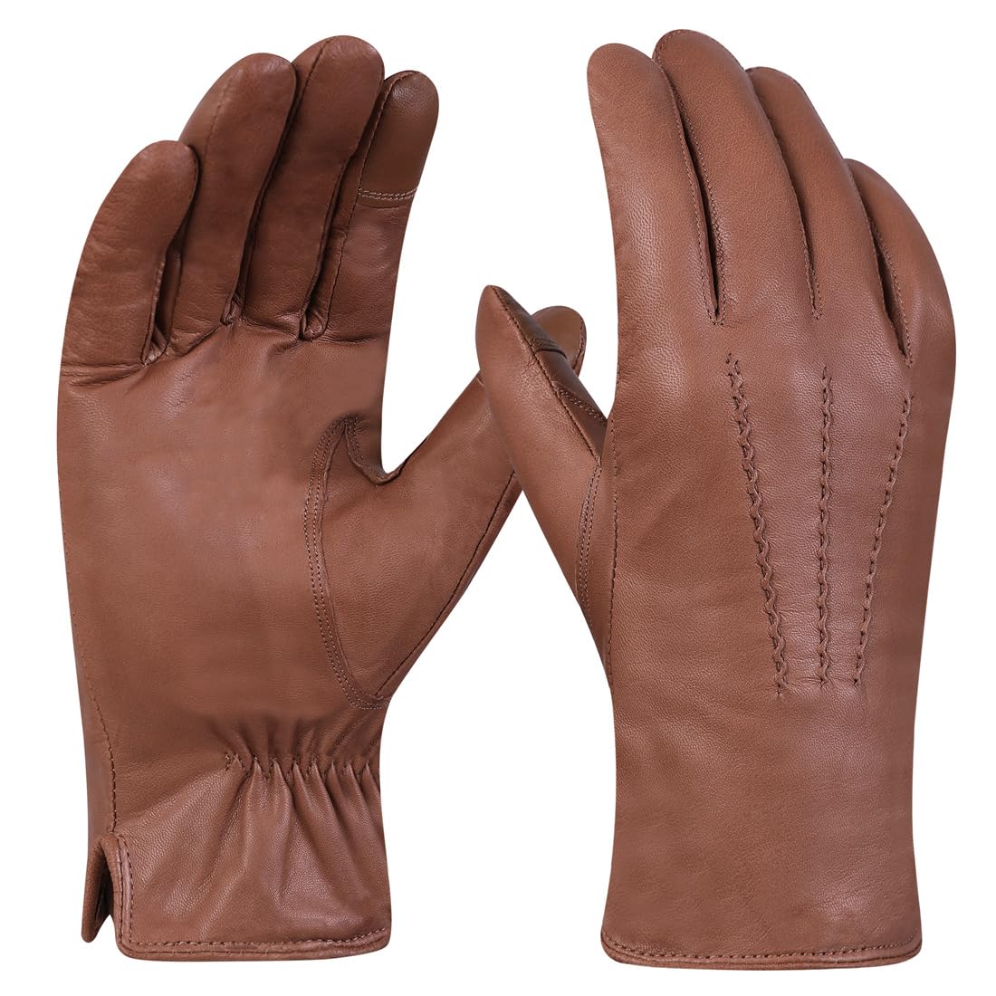 Harssidanzar GM040UK - Guanti da uomo in pelle per touchscreen, guanti invernali foderati in pile