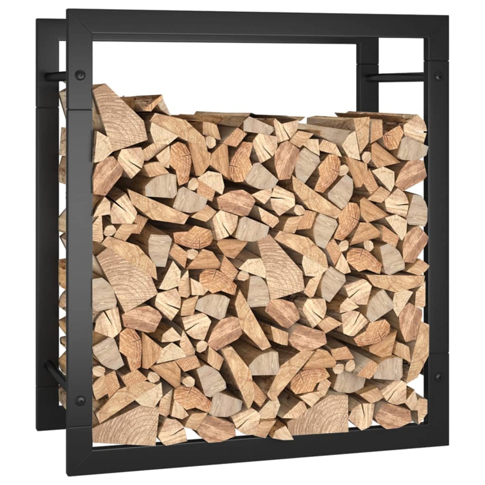 Homgoday Portalegna Nero Opaco 50x28x56 cm in Acciaio, Portalegna da Interno, Portalegna da Ardere, Porta Legna per Camino, Legnaia da Interno, Impilabile Stufa Ripiano Legno