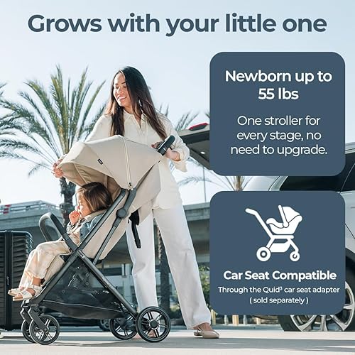 Miniatura 2 de Inglesina Quid Cochecito Lunar Beige Cochecito de viaje reclinable compacto para bebés y niños pequeños de 0 a 55 libras, plegado con una mano,