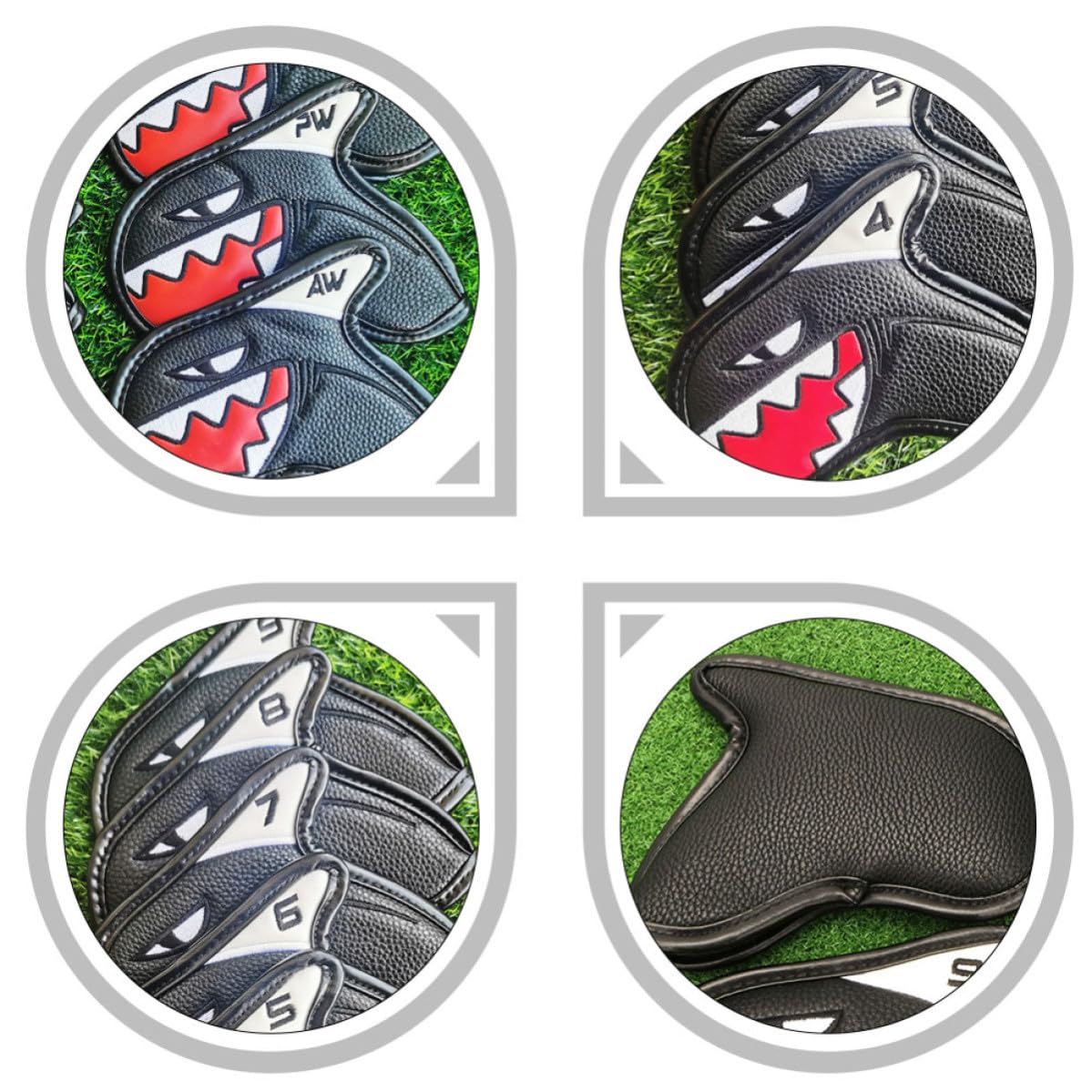 9 Piezas Funda para Putter de Golf Mallet Negra en PU, Protección