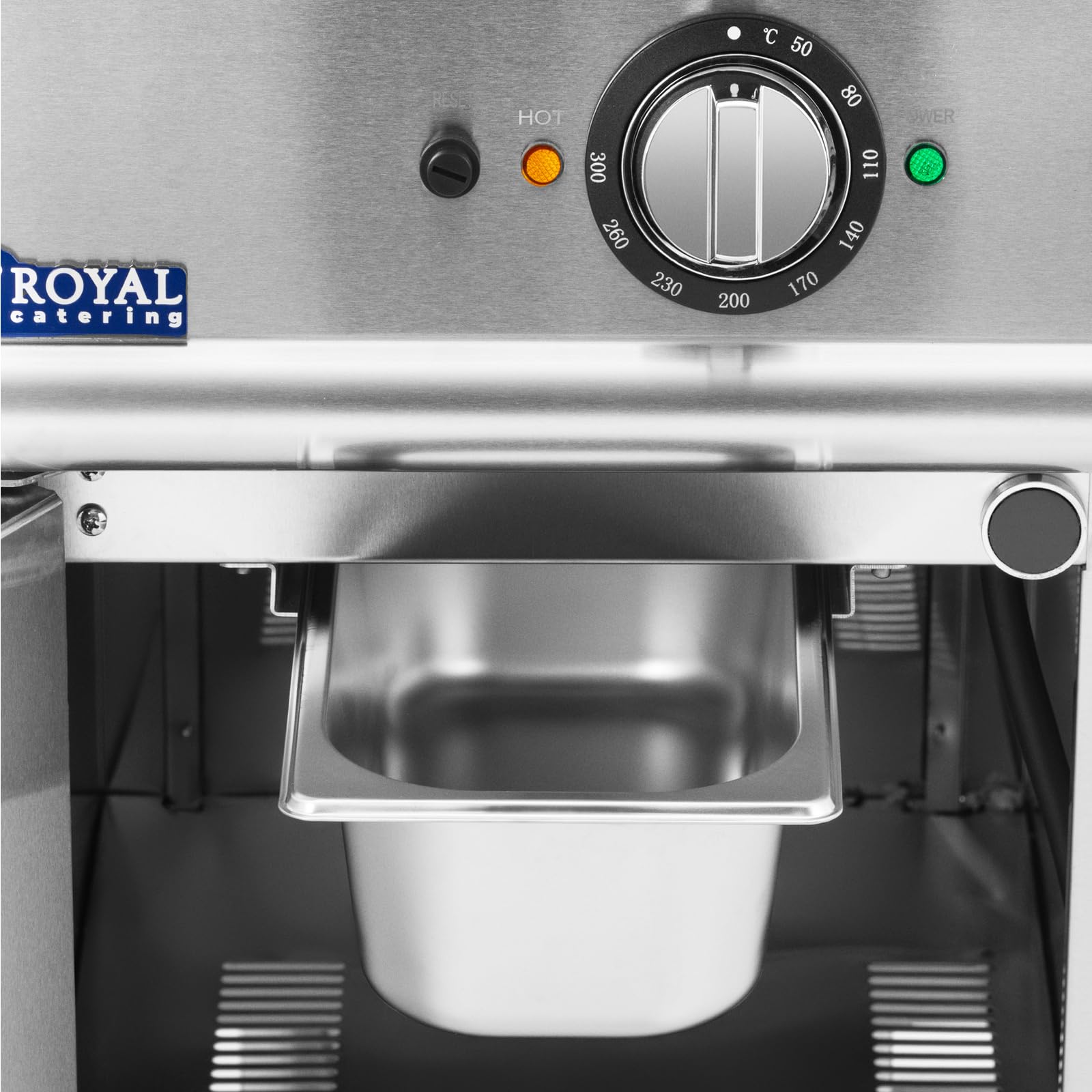 Royal Catering Plancha eléctrica fry-top 5,4 kW ondulada mueble bajo 40 x 70 cm serie Pro 730 Plancha de cocina Parrilla eléctrica Plancha de asar eléctrica Fry-top