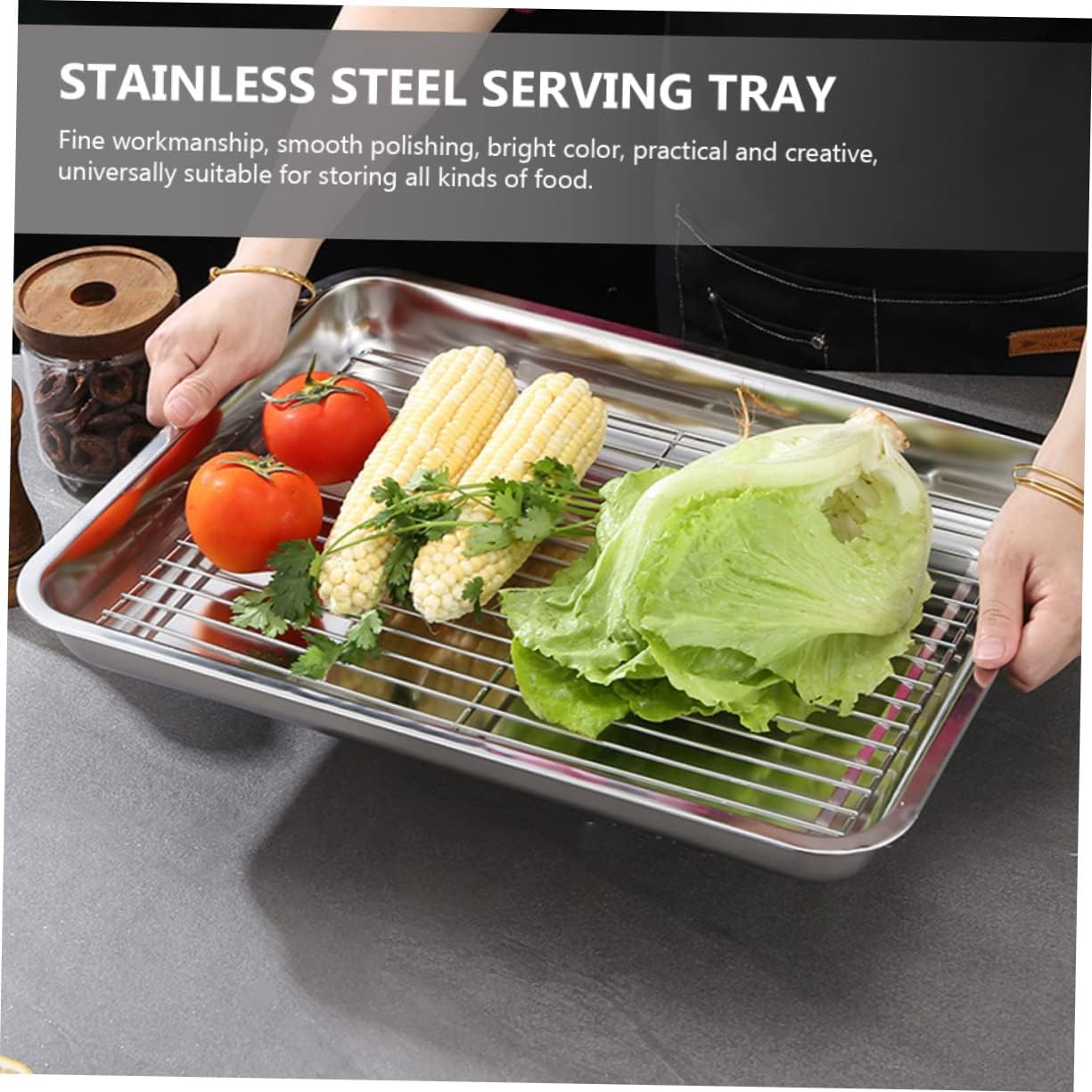 3pcs Stainless Steel Food Serving Tray Multi-function Grilling and Baking Trays for Fish Cookies and More and Reusable Kitchen Essential