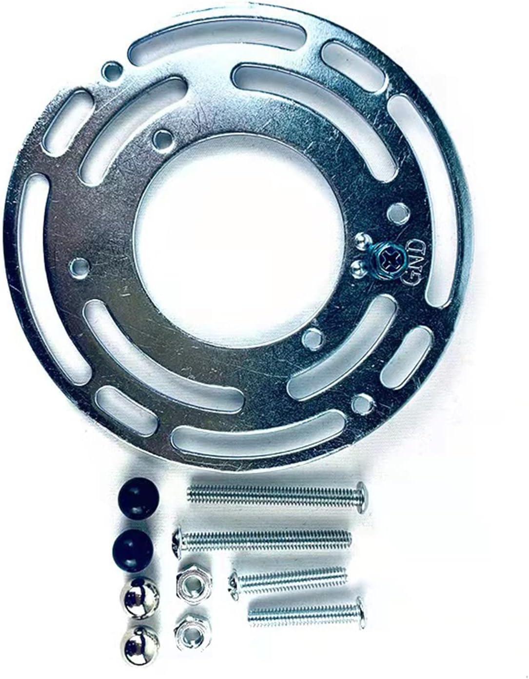 4 inch Diameter Round Galvanized Steel Universal mounting Rail, lamp mounting Bracket Plate, Suitable for recessed Ceiling Fan, Wall lamp, Chandelier White zinc SL-baguaban-Hollow-01