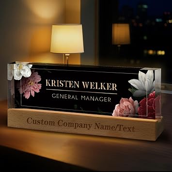 Custom Boss Day Gifts for Men Women - Personalized Name Plate for Desk - Custom Employee Appreciation Gifts for Coworkers Teacher Social worker Nurse Black
