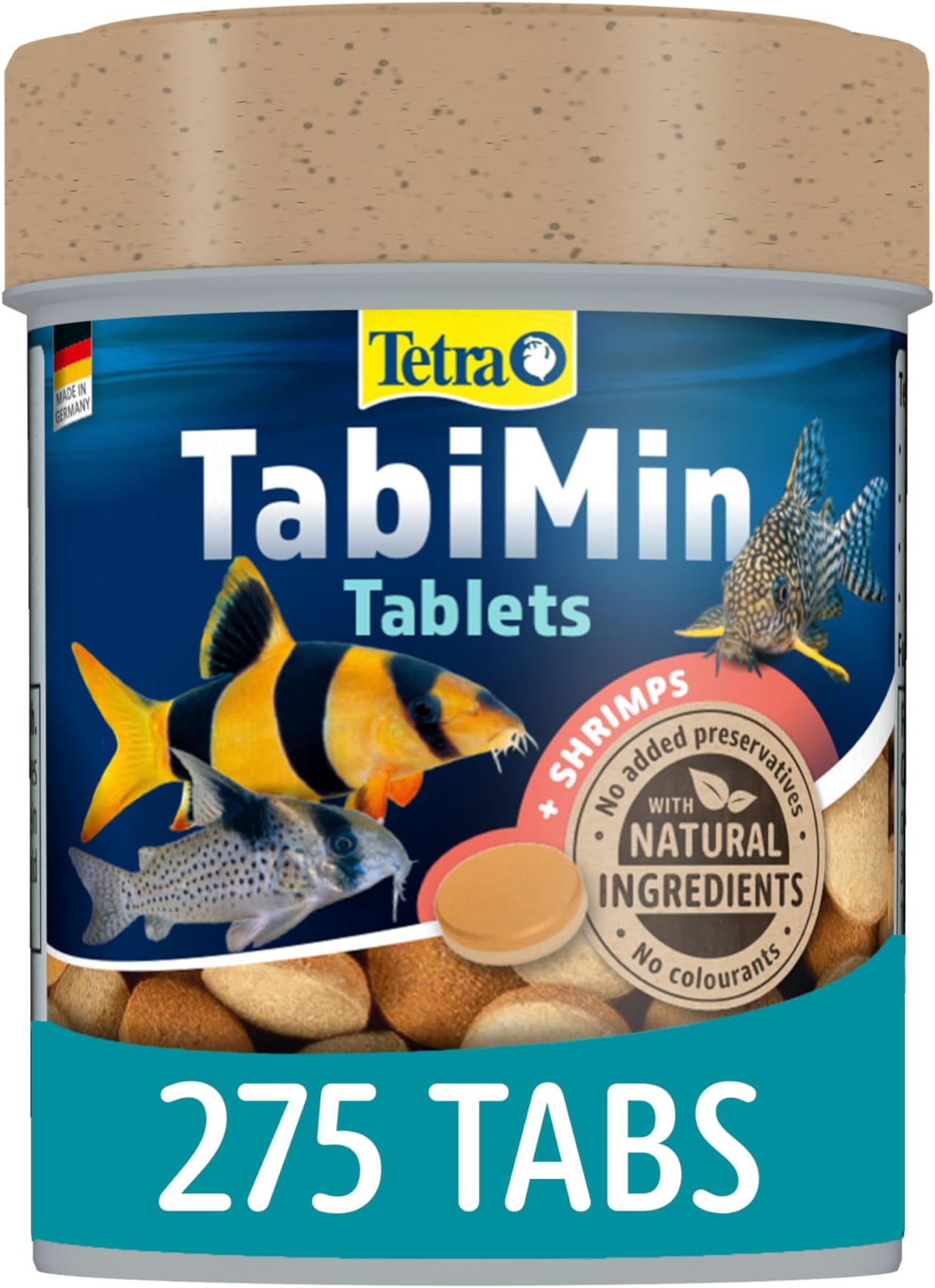 Tabimin Fish Food, Complete Fish Food with Shrimps for All Bottom-Feeding Fish, 275 Tablets