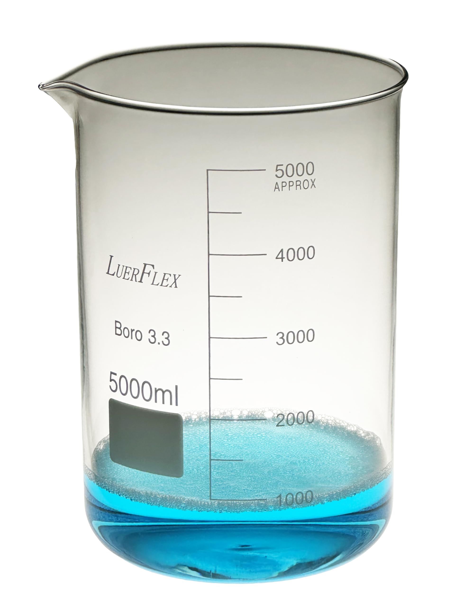 Vaso de vidrio de borosilicona 3.3 Griffin de 5000 ml, paquete de 1