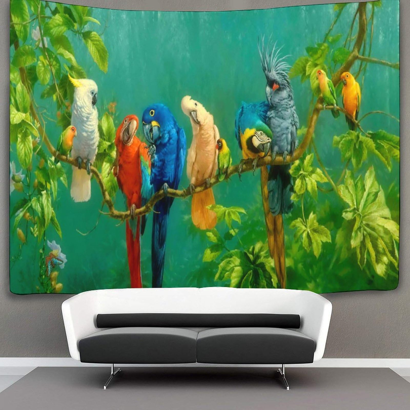 kaiyun Tropical Parrots Tapestry Birds Animals Tapestries 3D Wall Hanging Home Decorations for Room 100cmx150cm