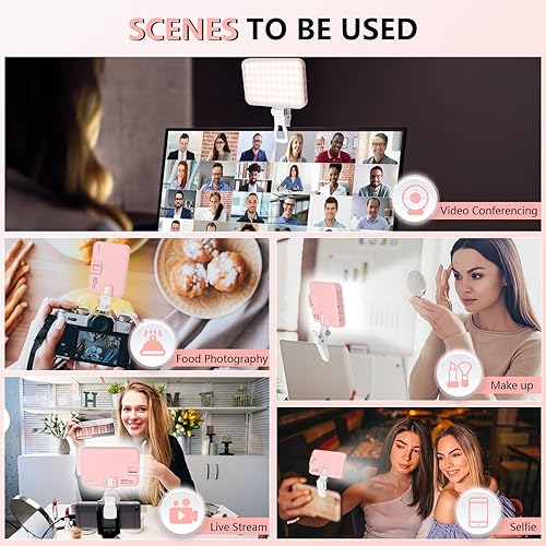 Miniatura 23 de Luz LED recargable por USB para selfie, luz de foto portátil con 97+ CRI, temperatura de color de hasta 6500K para selfie, conferencia de zoom, Negro
