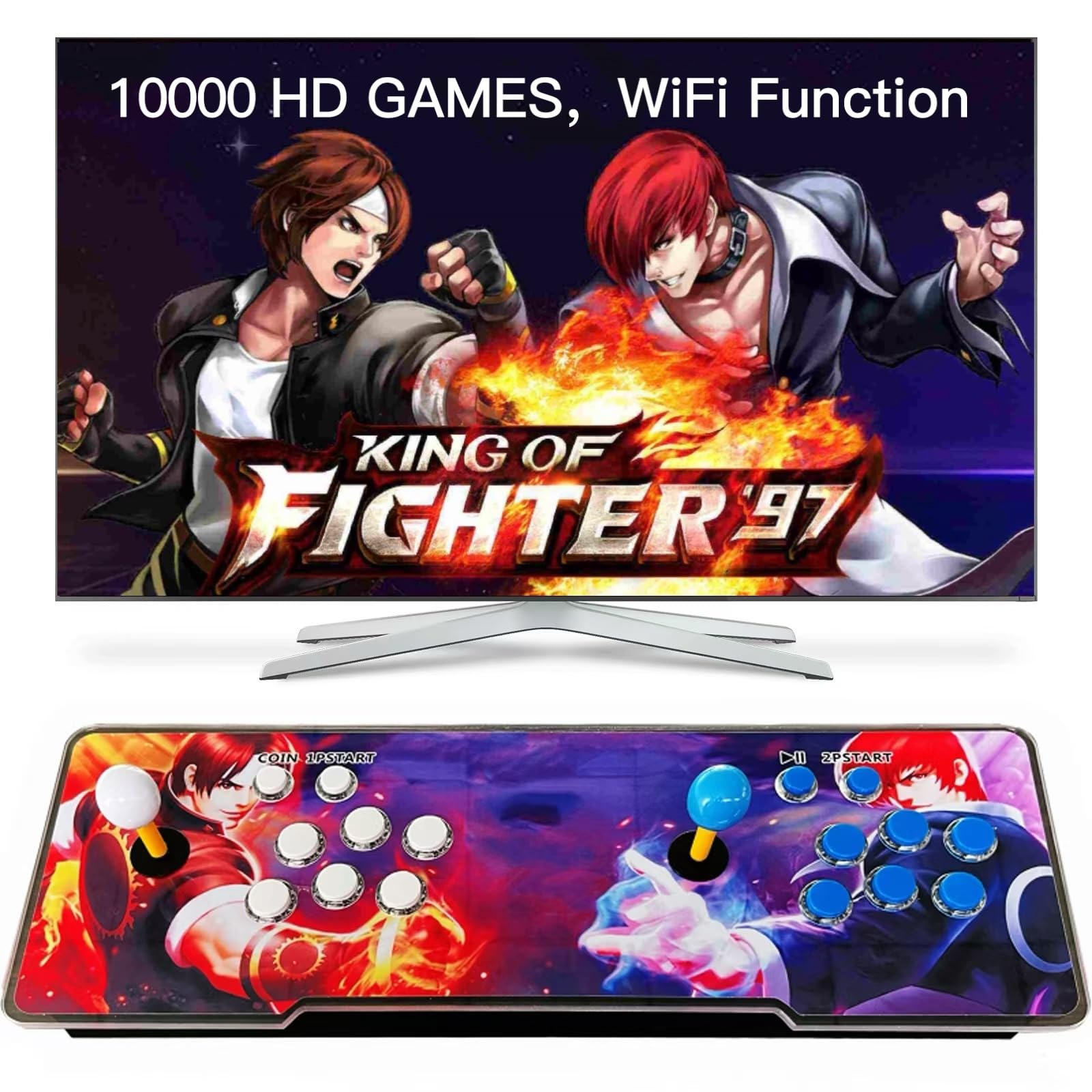 FVBADE [10000 giochi in 1] 18S Pro Pandora Box Arcade Game Console WiFi Funzione per aggiungere altri giochi Compatibile PC & proiettore & TV, giochi 3D 4 categoria giocatori Elenco preferiti Salva