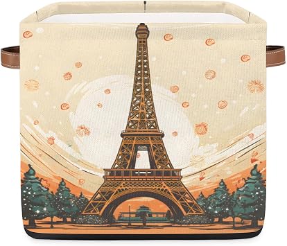 Elfa Tower Tree Tornado Storage Basket with Handle Portable Collapsible 13 Inch Polyester Storage Bin Cube for Home Office Nursery Organizing Clothes Books Childrens Toys Other Items