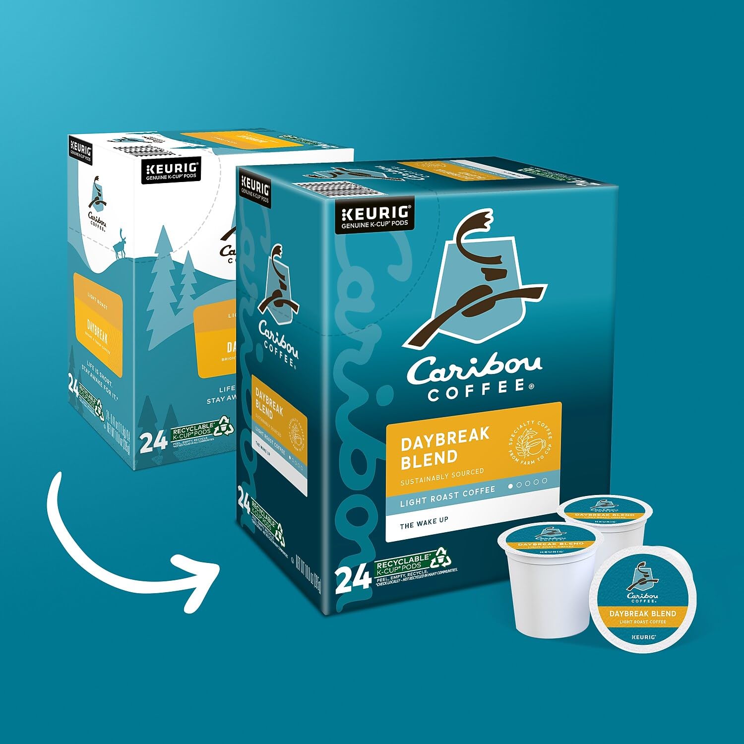 Caribou Coffee Daybreak Morning Blend, K-Cups for Keurig Brewers, 24 Count (Pack of 4)
