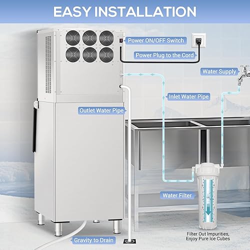 Vista 63 de Nugget Ice Makers - Máquina de hielo de pellets masticables suaves con función de limpieza automática, modo de mezcla de hielo/agua/agua helada, 50