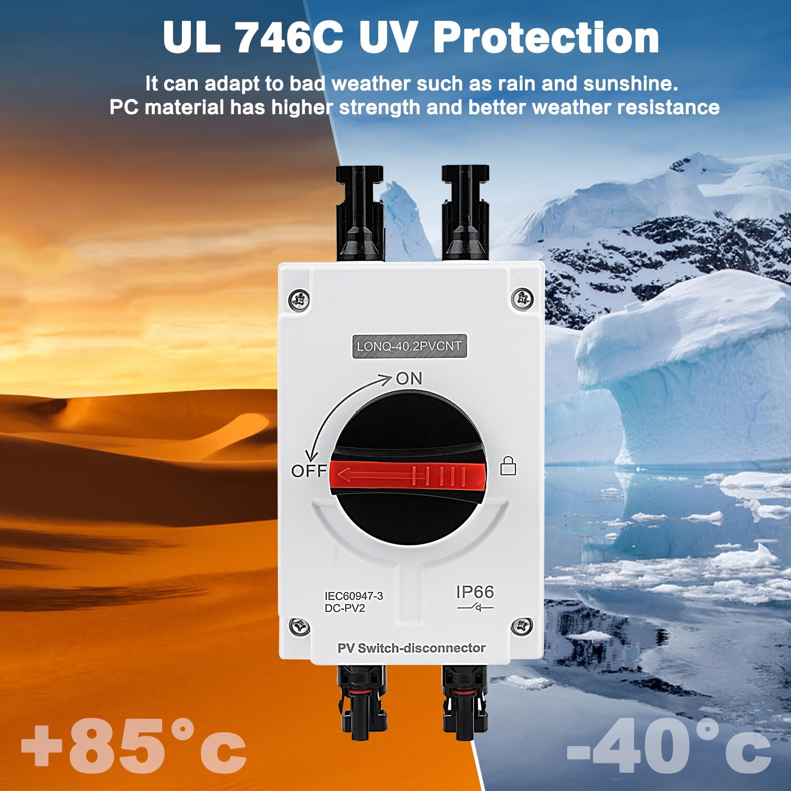 DC Trennschalter PV Anlage 32A 1200V, Solar-Trennschalter-Leistungsschalter DC Trennschalter Leistungsschalter PV Combiner Box,IP66 Wasserdicht, für Solar Photovoltaik (2 Eingänge,2 Ausgänge)
