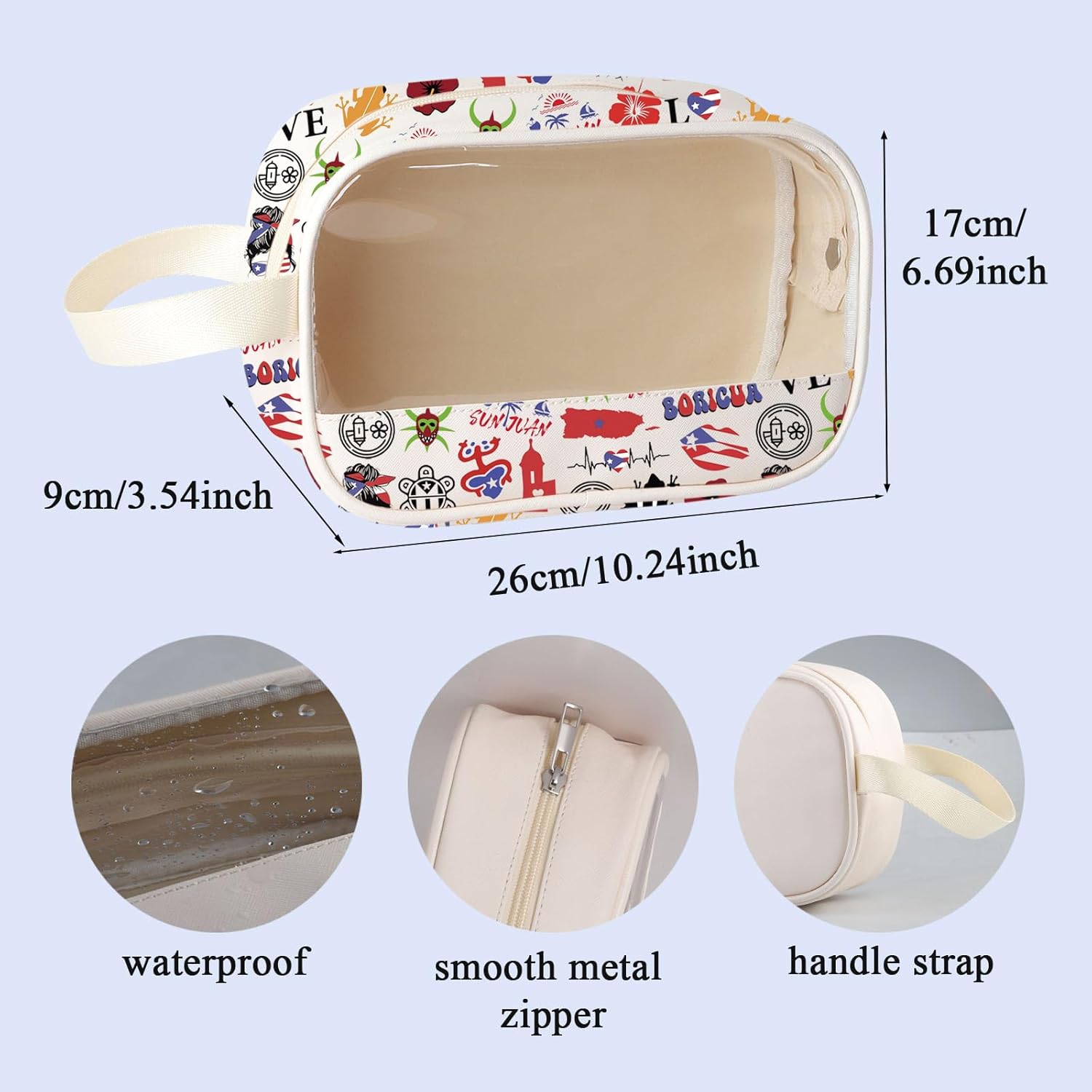 TIIMG Puerto Rico Is Always A Good Idea Gift Boricua Cosmetic Bag Puerto Rican Flower Coqui Makeup Zipper Pouch (Puerto Rico mb) - Image 2