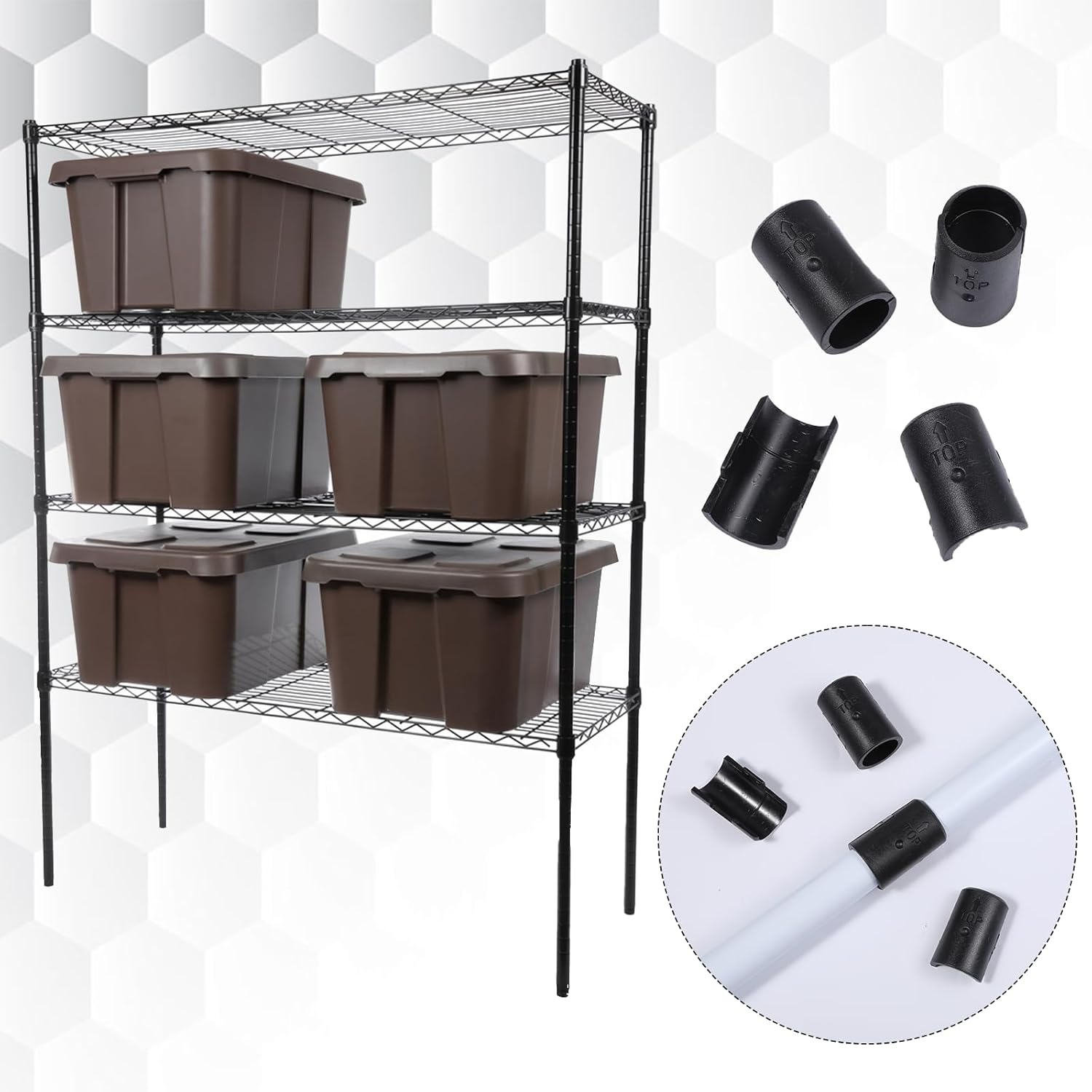 24 Pcs 12 Pairs Wire Shelf Clips for 3/4" Post Shelving Sleeves Replacements for Wire Shelving, Plastic Parts for Stability and Layer Spacing Adjustment(3/4 Inch Dia)