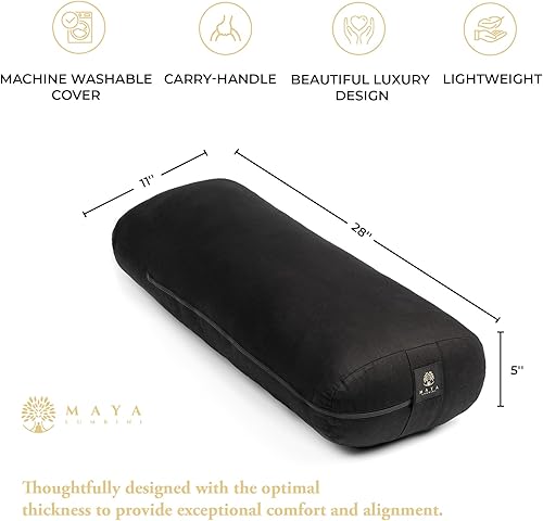Miniatura 5 de Large Yoga Bolster Pillow by MAYA LUMBINI - Comfy Kapok Filling - Yoga Bolster for Restorative Yoga - Rectangular Yoga Pillow with Carry Handle -