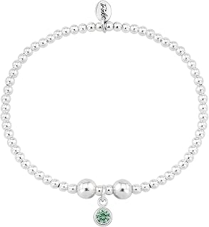 Brand Sterling Silver Beaded Birthstone Birthday Month Bracelet - January, February, March, April, May, June, July, August, September, October, November, December