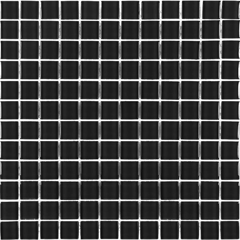 Abolos Metro 12" x 12" Black Glass Mosaic Backsplash Tile
