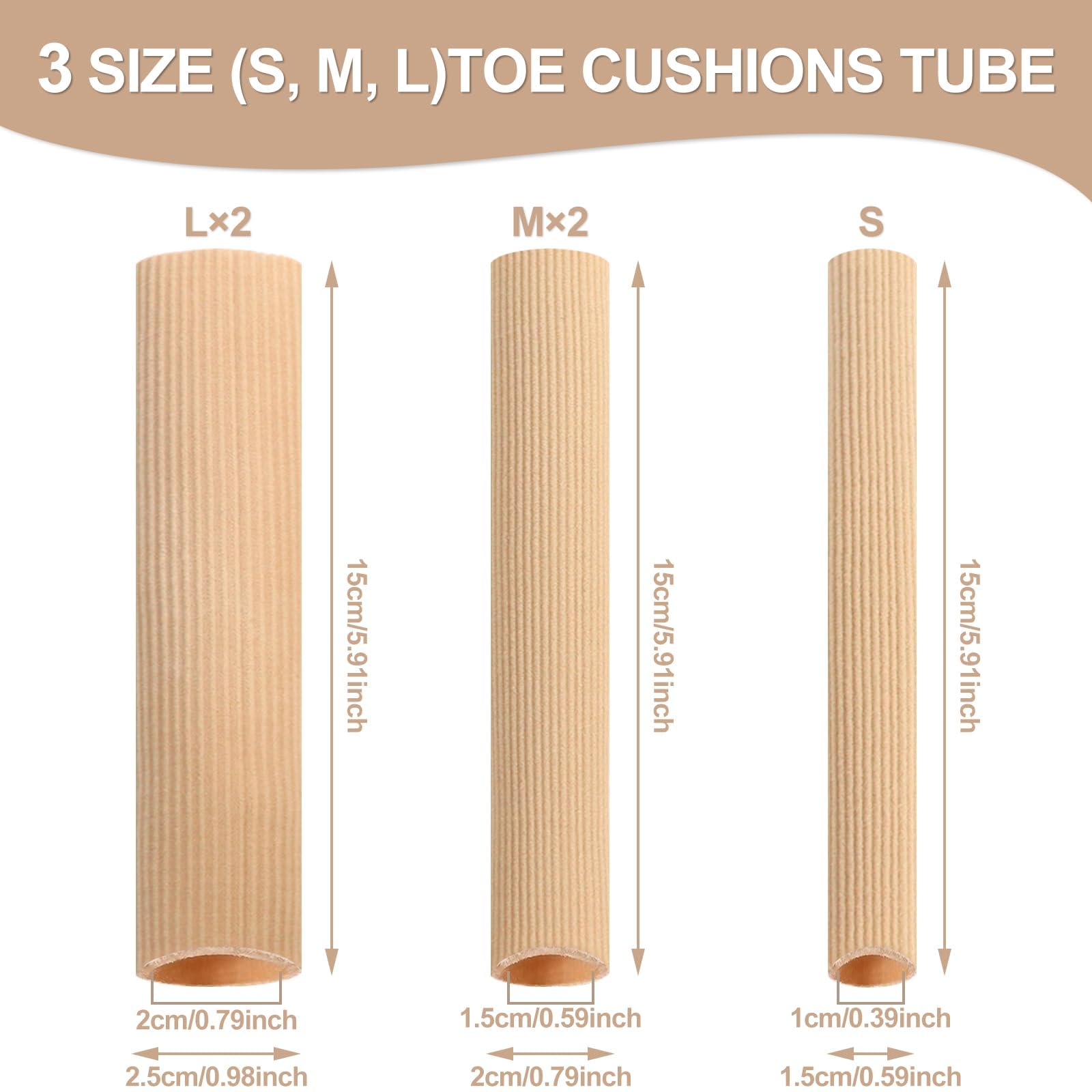 Protector Dedos Pie, 5 Piezas Protector Dedos Pie de Silicona Cortables, 15cm 3 Tamaños Tubos de Silicona para Los Dedos, para Callos Ampollas Callosidades Dedos de Pies y Manos