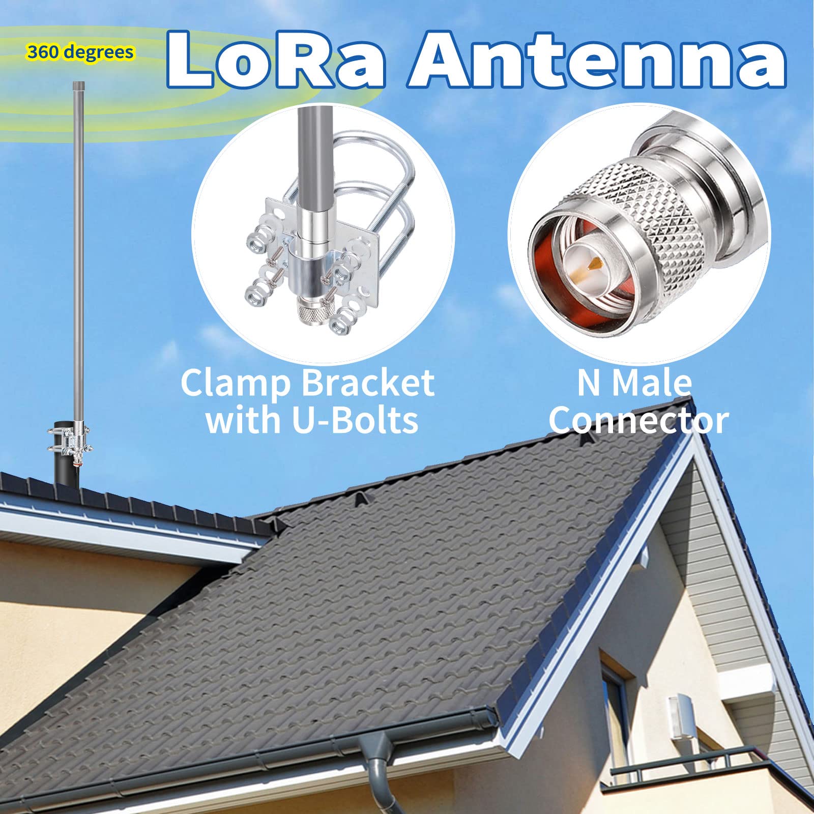 Bingfu 868 MHz LoRa Antenne Outdoor 3dBi Glasvezel LoRaWAN Antenne N-Mannelijk voor RAK HNT Bobcat Helium Hotspot Miner 1 m N-Female naar RPSMA-Male verlengkabel