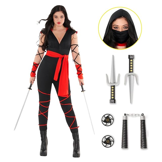 Foto 8 de 8 de Morph Disfraz Ninja Mujer, Disfraz de Ninja Halloween Mujer, XL