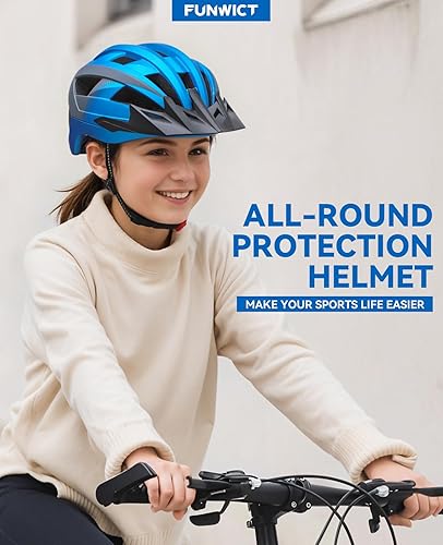 Miniatura 5 de Casco de bicicleta para adultos con visera y gafas para hombres y mujeres, casco de bicicleta de carretera de montaña, casco de ciclismo recargable