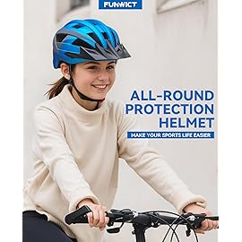 FUNWICT Adult Bike Helmet with Visor and Goggles for Men Women Mountain Road Bicycle Helmet Rechargeable Rear Light Cycling Helmet (M: 54-58 cm (21.3-22.8 inches), Black Yellow)