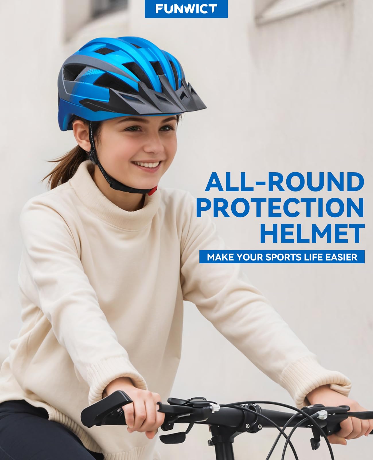 Casco Bicicleta para Ciclismo de Montaña Casco MTB Adulto con Visera y Gafas Desmontables Casco Ciclismo para Hombre Mujer de Tamaño 57-62cm (M: 54-58 cm, Azul)