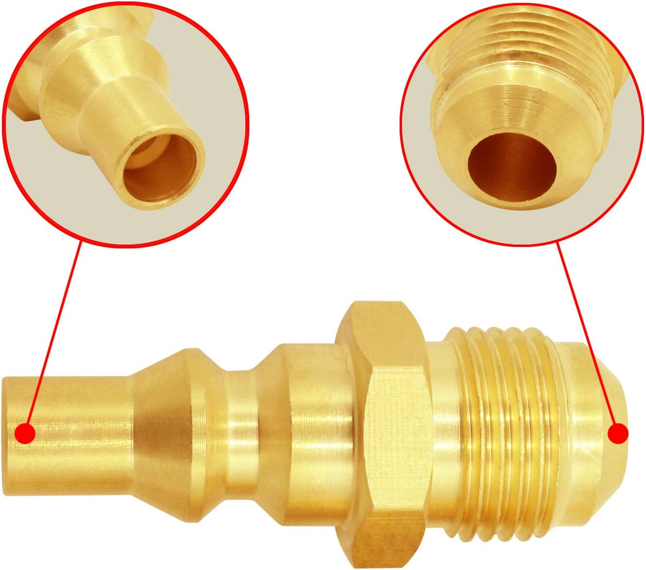 1/4" RV Propane Quick Connect Fittings for Connecting Gas Appliance Heater, Camping Gas Grill Connect to RV Trailer. 1/4" Quick Connect Conversion to 3/8" Male Female Flare Thread -2 Pack