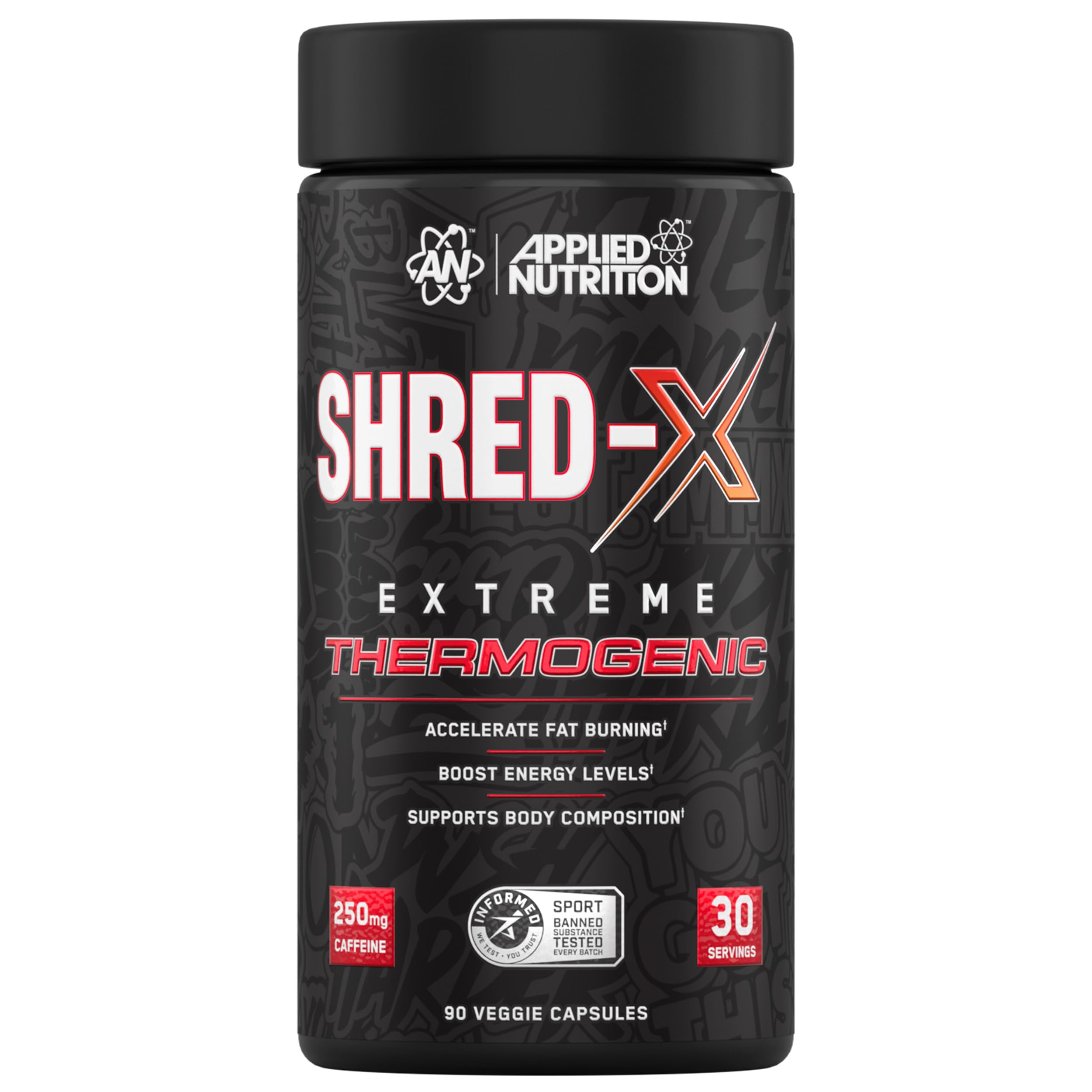Applied Nutrition Shred X Fat Burner - ABE All Black Everything Fat Burner, Thermo Weight Management (90 Capsules - 30 Servings)