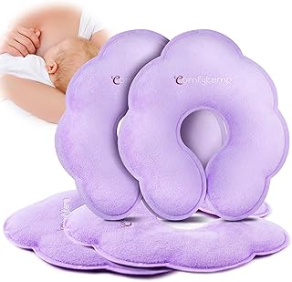 Comfytemp Breastfeeding Therapy Packs, 4-Pack Larger Dual-Sided Hot & Cold Breast Gel Ice Pads, Reusable Postpartum Essentials for Pain Relief, Mastitis, Engorgement, New Mom Gifts