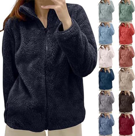 Femme Manteau Hiver Chaud Fourrure Avec Capuche Veste En Laine Fermeture éclair Veste Longue