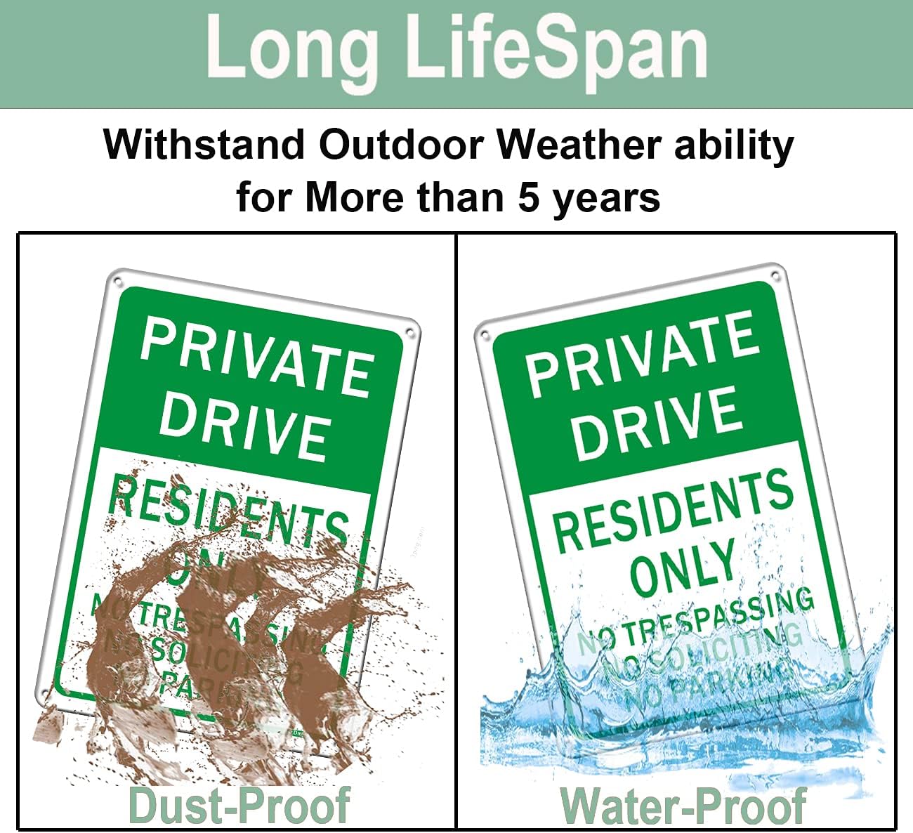 No Parking Sign Private Driveway Residents only No Trespassing No Soliciting Sign, 14 x 10 Inches Rust Free Rust Free Aluminum, Easy Mounting (2 Pack)