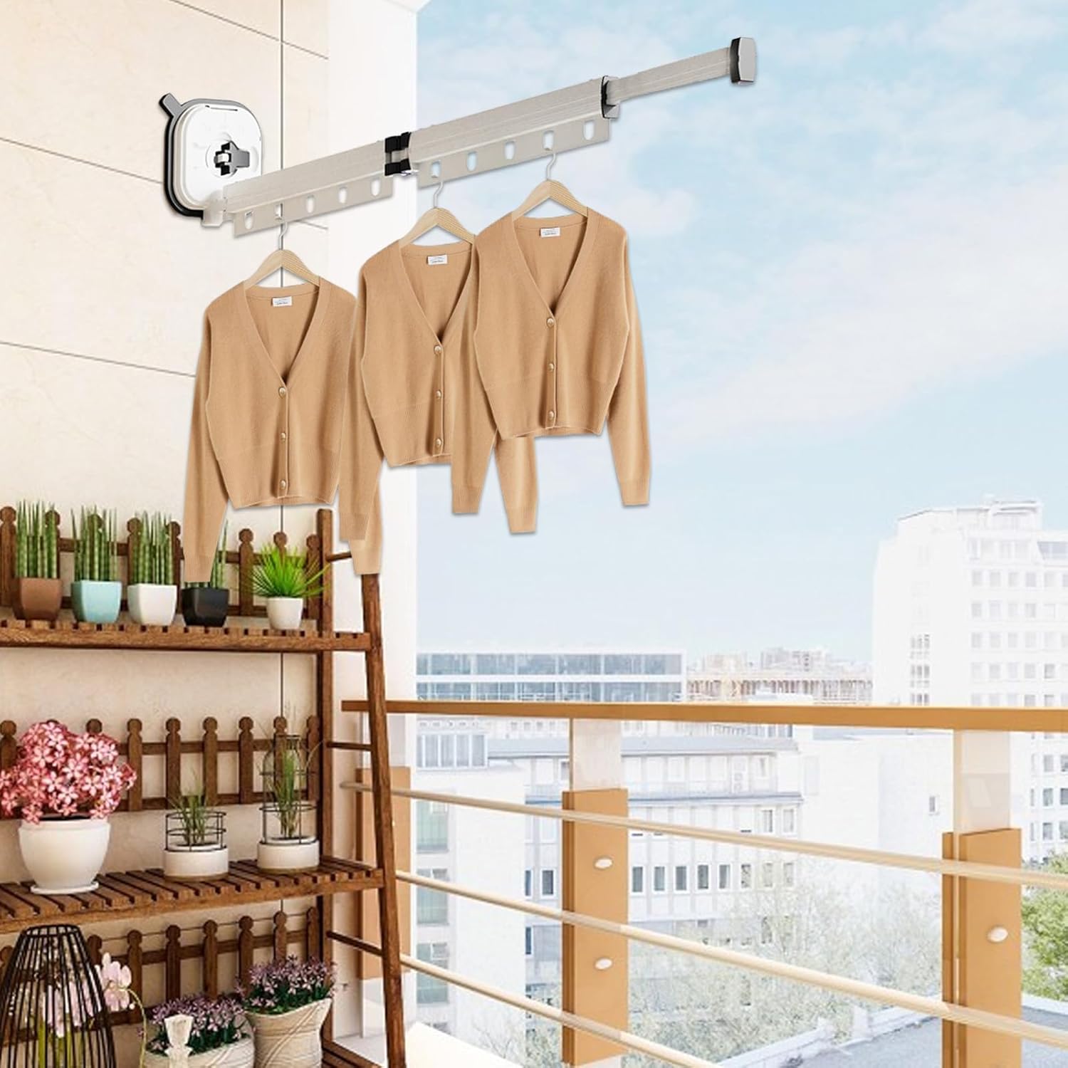 Genérico Clothes Drying Rack - Retractable Organizer Hanger for Storage | Wall Mounted Clothes Drying Rack | for Terrace Balcony Hotel Residence Home