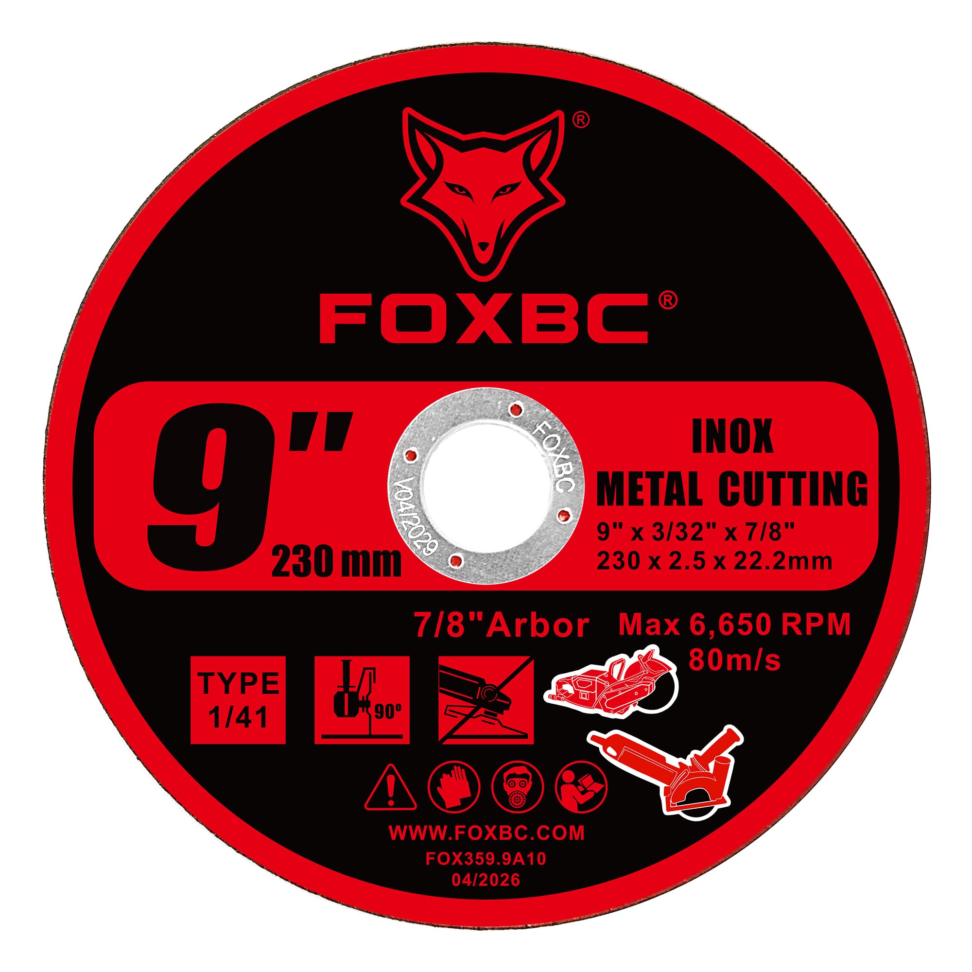FOXBC Discos de rueda de corte de metal de 9 pulgadas, 9 x 0.08 x 0.86 | Corte de metal abrasivo de acero inoxidable para amoladoras angulares