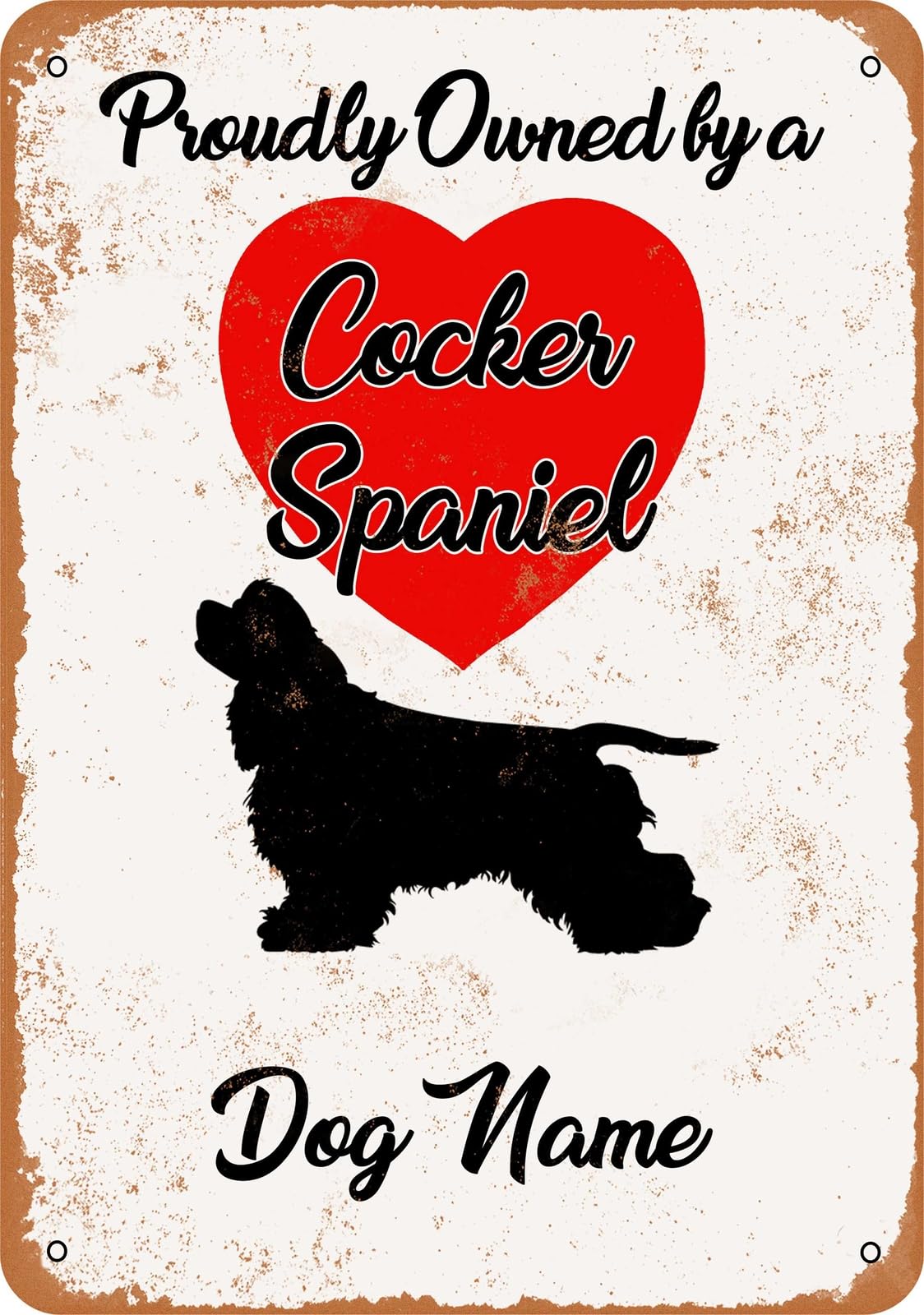 Miaomansenstore Metal Sign - Custom Dog Name - Cocker Spaniel - Vintage Look Home Decor