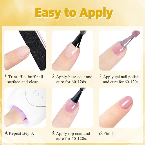 Miniatura 7 de VANREESA Kit de esmalte de uñas de gel con luz UV de 24 colores, juego de esmalte de uñas de gel brillante y mate, kit completo de uñas de gel con