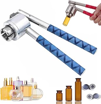 Stainless Steel Manual Vial Crimper, Bottle Cap Sealing Machine, 13mm-32mm Capping Tool, with Anti-Slip Handle, for Perfume Bottles, Plastic Cap, Spray Bottle,Blue-32mmAlu