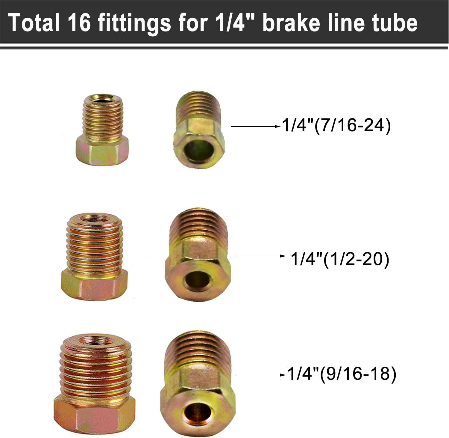 MuHize Brake Line Fittings - 32 PCS Brass Brake Line Fitting Kit For 3 16 And 1 4 Inverted Flares Brake Line Tube - View #6