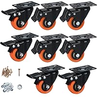 Vista 17 de Ruedas giratorias, Ruedas giratorias de 4", Juego de ruedas giratorias de 8 unidades resistentes - ASRINIEY Ruedas giratorias de poliuretano negro