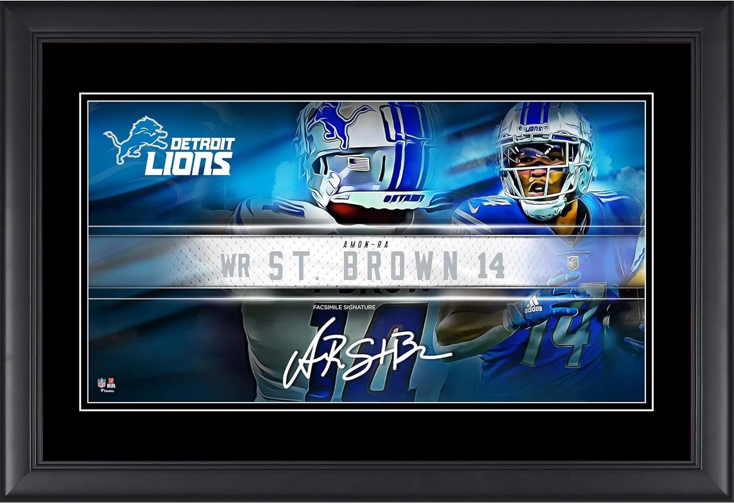 Amon-Ra St. Brown Detroit Lions Framed 10" x 18" Player Nameplate Collage - NFL Player Plaques and Collages