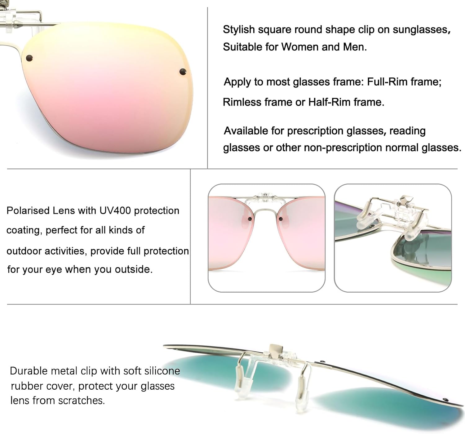 Long Keeper Clip-On Polarized Flip-Up Sunglasses for Women & Men - Driving & Fishing Sunglasses Over Glasses - Image 4