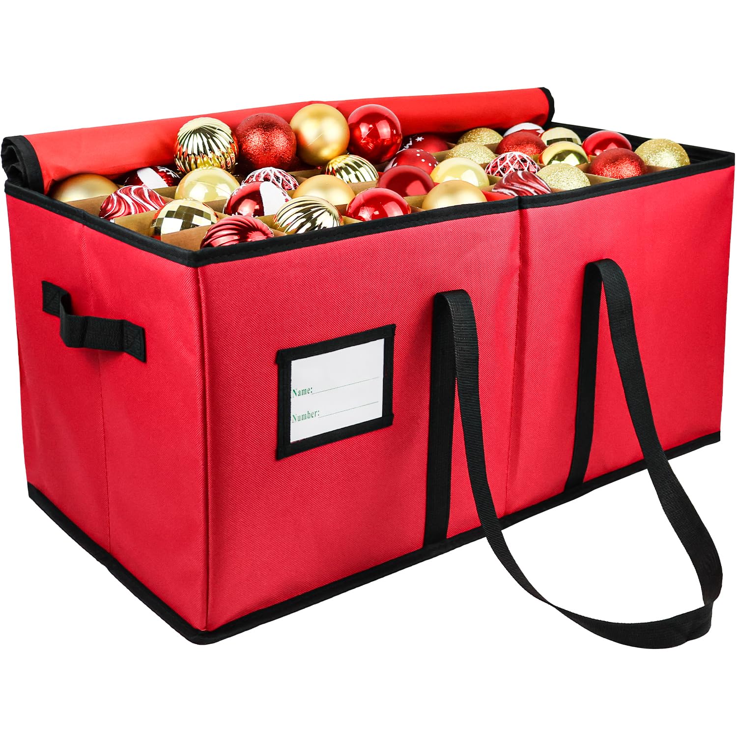 Mu Mianhua Aufbewahrungsbox für Weihnachtskugeln mit Trennwänden, 128 Fächer, Weihnachtsschmuck, Aufbewahrungsbox, 600D Oxford, Weihnachtsdekorationen, Aufbewahrungstasche