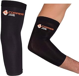 Copper Joe 2 Pack Recovery Elbow Compression Sleeve - Ultimate Copper Relief Elbow Brace for Arthritis, Golfers or Tennis Elbow and Tendonitis. Elbow Support Arm Sleeves For Men and Women (2X-Large)