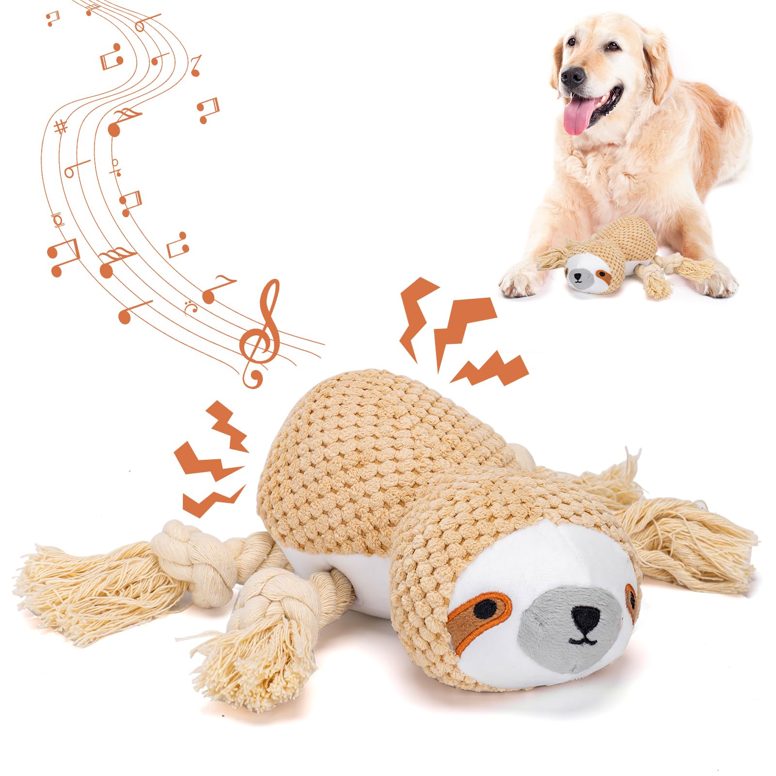 Nobleza Juguetes para Perros, Juguetes de Peluche para Perros con Sonido, Resistentes Interactivos Juguete Perro Pequeños Mediano y Grandes, (Perezoso)