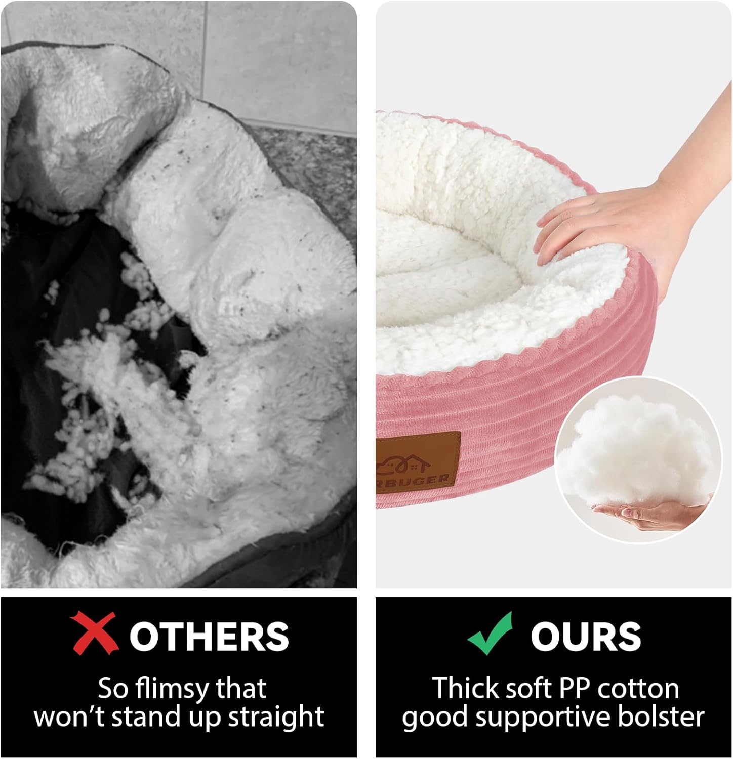 review Cat Beds for Indoor Cats, Small Dog Beds for Small Dogs, Pet Bed for Puppy and Kitty, Extra Soft & Machine Washable with Anti-Slip & Water-Resistant Bottom, 20 Inches, Pink