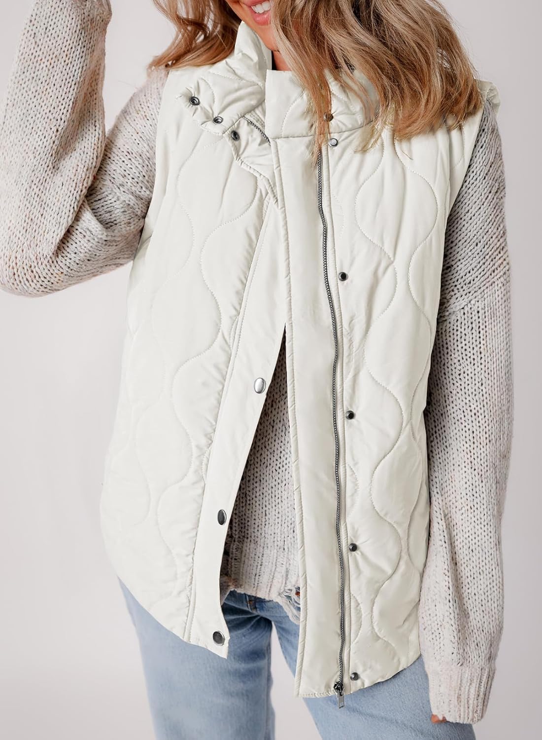 EVALESS Cropped Puffer Vest Women Lightweight Quilted Stand Collar Sleeveless Jackets Fall Winter 2025 Button Zip Up Coat - Image 6