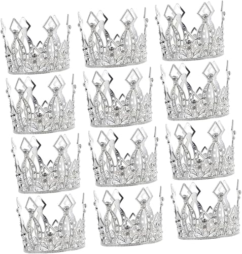 NOLITOY 12 piezas de corona de torta nupcial decoración retro cristales decoración plata tocado pastel de boda adorno Ramo Buchon decoración de mesa